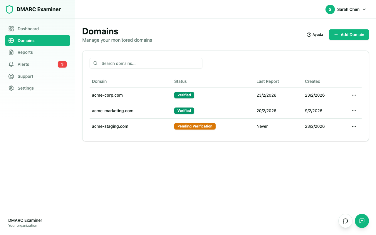 Domains list
