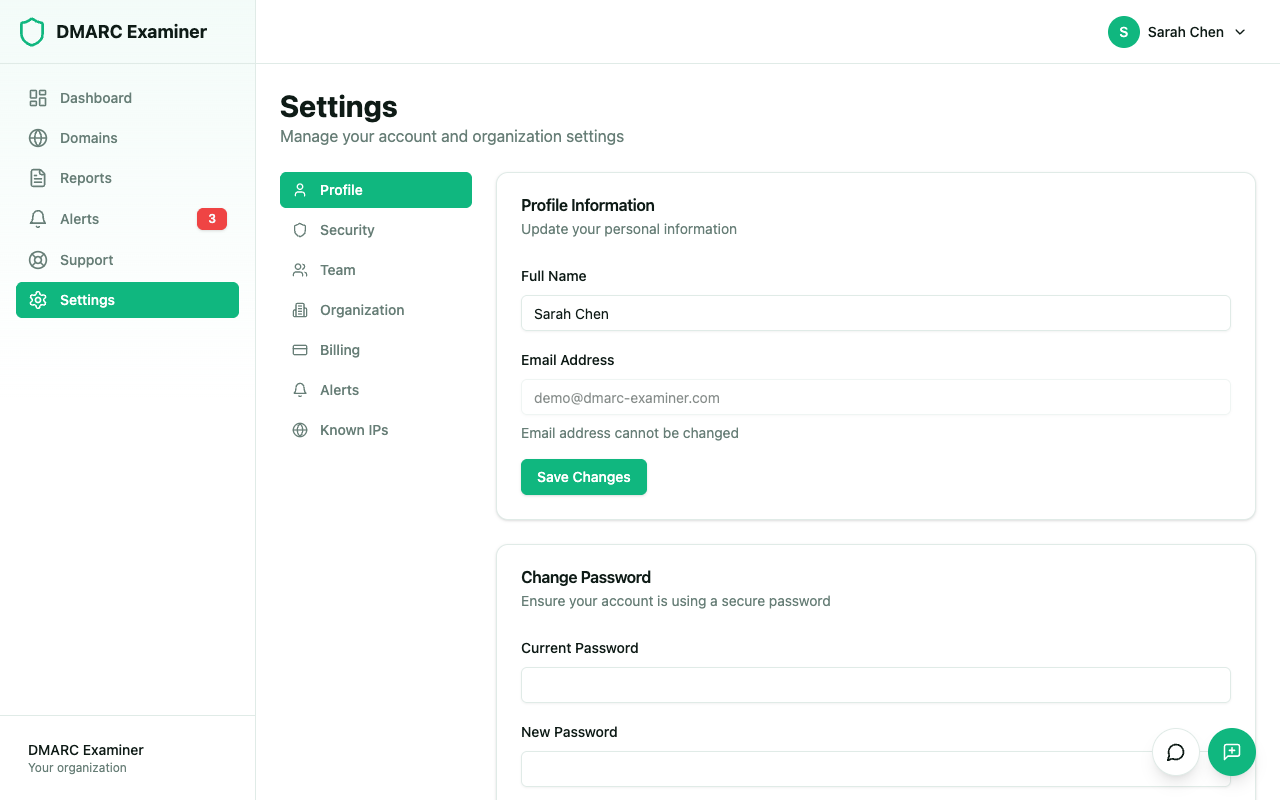 Settings profile