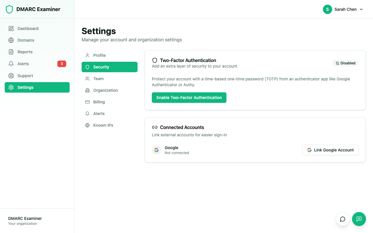 Security settings
